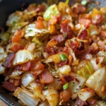 Make the best Fried Cabbage with Bacon, Onion & Garlic! A simple, flavorful dish with crispy bacon, tender cabbage, and aromatic seasonings.